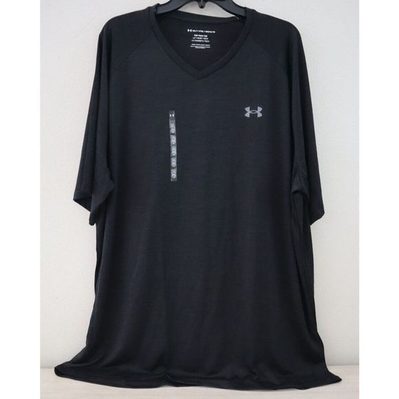 Under Armour 1328190 001 Men's Sz 3XL Black Tech V-Neck Loose Fit S/S T-Shirt - Picture 1 of 6